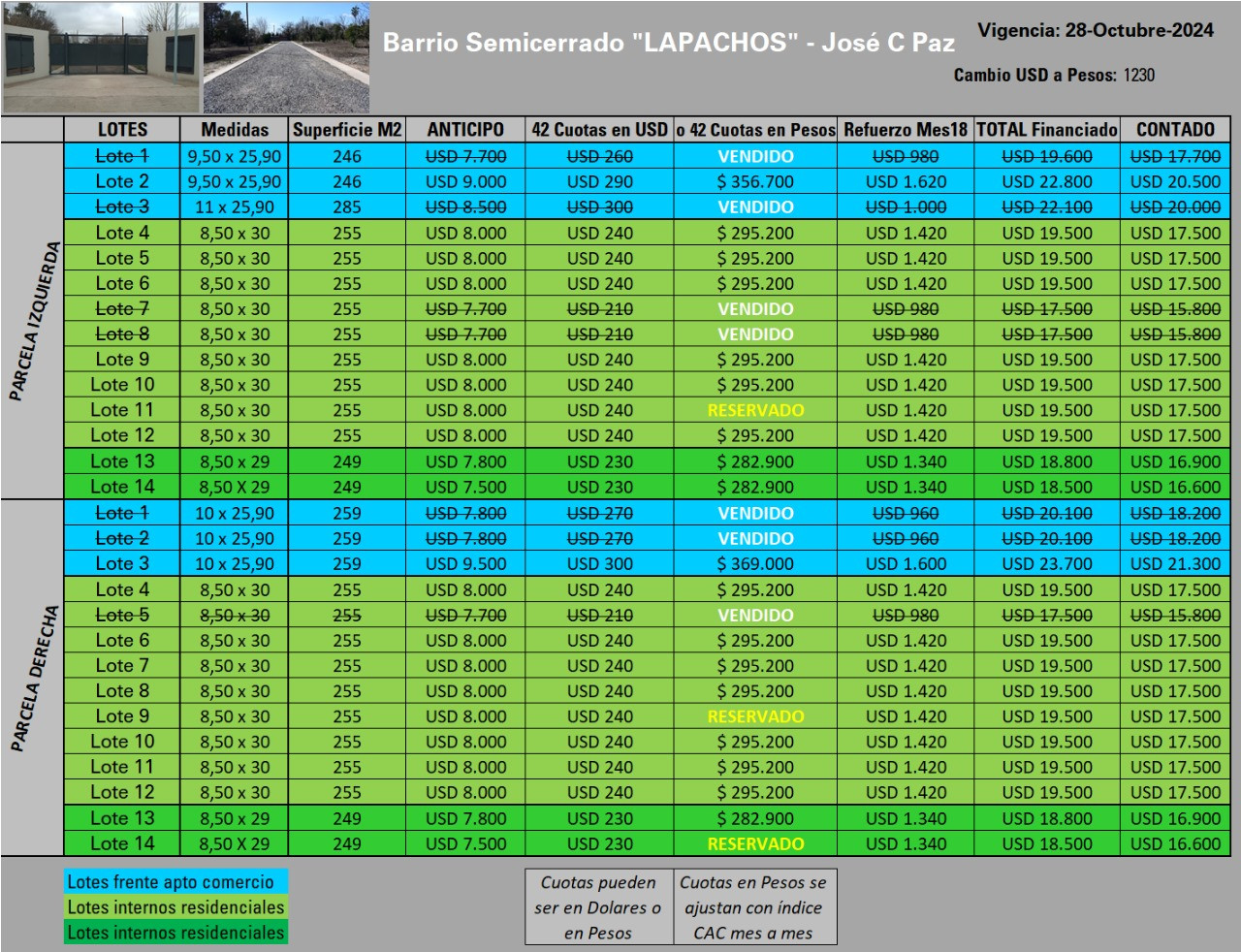 Loteo en venta ubicado en Fray Justo Santa Maria de Oro "Los Lapachos"